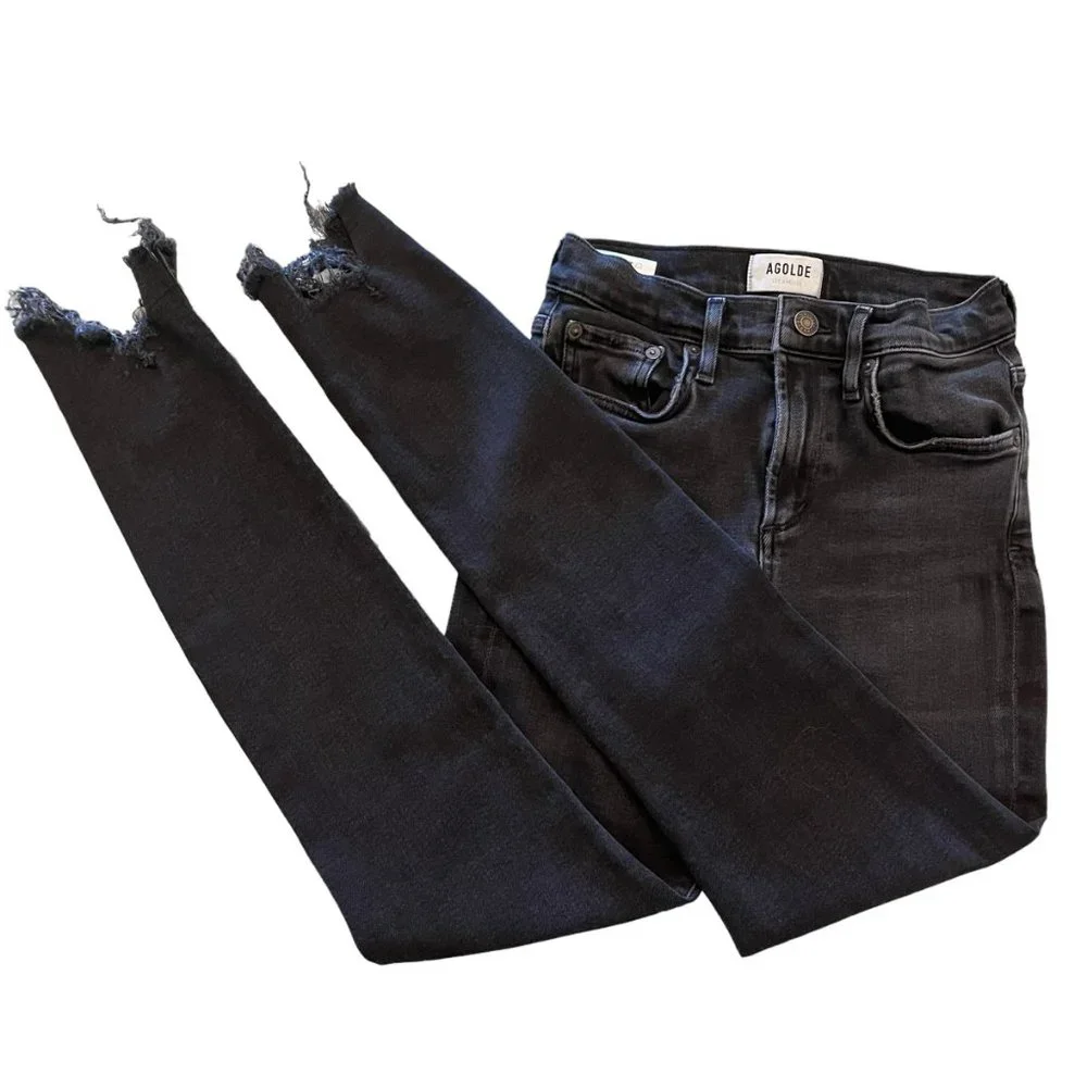 Agolde Sophie Mid Rise Skinny Ankle Jean - Black - Size 25 - Picture 10 of 14